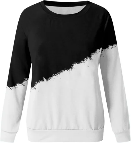 Vista 3 de SHAOBGE Sudadera de otoño con cuello redondo para mujer, ligera, casual, de manga larga, de gran tamaño, linda sudadera con capucha