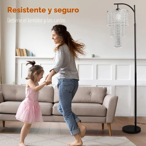 Vista 6 de ZECOXOL Lámpara de pie de arco para sala de estar, lámpara de pie moderna con control remoto, lámparas de pie de cristal regulables, lámpara de pie