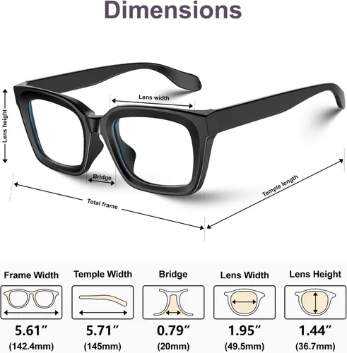 Vista 6 de VISOONE MONTANA - Lentes cuadrados gruesos con bloqueo de luz azul con antideslumbramiento para mujeres trabajadoras y hombres