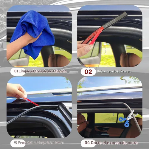 Vista 6 de Burletes para Puerta de Automóvil de 52.49 Pies, Tira de Sellado de Goma de Doble Capa en Forma de B, Insonorizada y Autoadhesiva, Accesorios