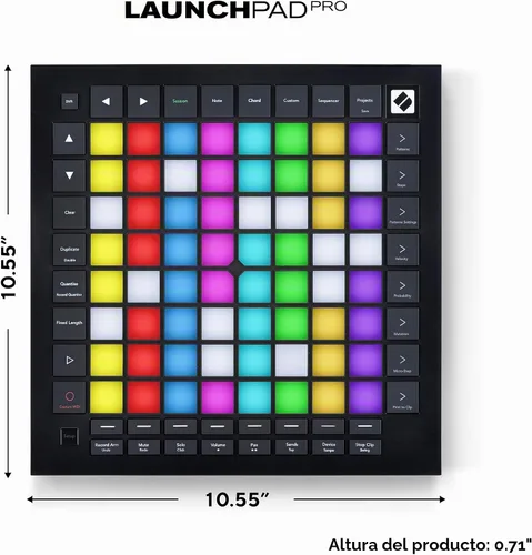 Vista 2 de Novation Launchpad Pro MK3, controlador MIDI de 64 cuadrículas y secuenciador para Ableton Live, Logic Pro y hardware, 64 almohadillas RGB