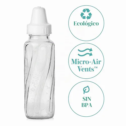 Vista 2 de Evenflo Feeding Classic 1018611 - Botellas de vidrio giratorias, 8 onzas (paquete de 6), transparentes