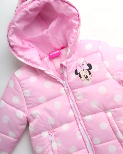 Vista 3 de Disney Traje de nieve de Minnie Mouse para niña, chaqueta de esquí de 2 piezas con orejas 3D y pantalones de esquí con peto de nieve, overol niños