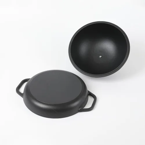 Vista 4 de HAWOK Horno de pan de hierro fundido DIA.10 pulgadas con tapa Negro..