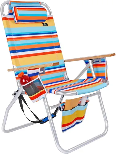 Vista 11 de Silla de playa grande y resistente para adultos grandes y altos, capacidad de 300 libras, tubo de aluminio, 4 posiciones reclinables
