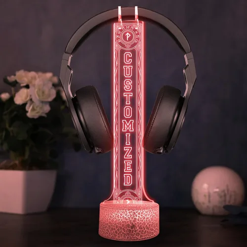 Vista 16 de NAZENTI Soporte LED personalizado para auriculares con diseño de marcador, soporte de escritorio para auriculares iluminado para hombres novio