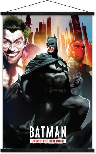 Vista 13 de Trends International DC Comics - Póster de pared de Batman con capucha roja, 14.725 x 22.375 pulgadas, versión enmarcada de madera de granero