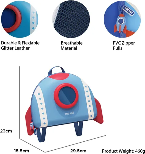 Vista 2 de zoy zoii Mochila para niños, linda mochila para niños pequeños, bolsa de viaje preescolar, mochila casual para niñas y niños, B8 acorazado, 11.4 x