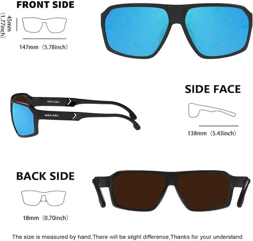 Vista 4 de MAXJULI Sports Polarized Sunglasses for Big Heads Men Women Rectangular Square Frame Glasses 82098210