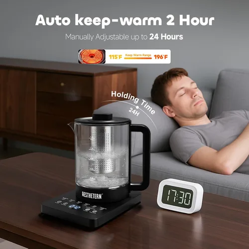 Vista 4 de Tetera Eléctrica de Té con Infusor, Control de Temperatura y Apagado Automático de 24 H Mantiene Caliente para Calentador de Agua de Café y Tetera