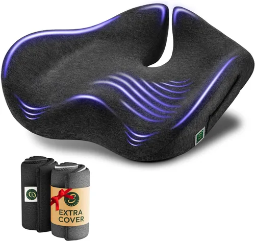 Vista 10 de SitCushion Cojín ergonómico de asiento para aliviar el dolor de ciática y coxis – Cojín extragrande de espuma viscoelástica para silla de oficina