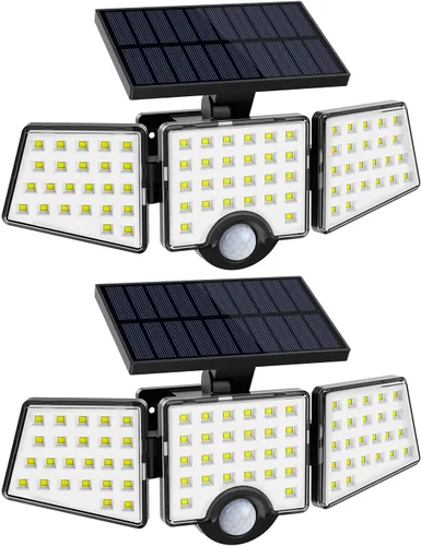 Vista 9 de LE - Luces solares para exteriores, luces solares para exteriores con sensor de movimiento, alto brillo WL4000, 3 cabezales ajustables ángulo