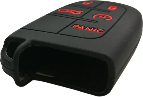 Vista 3 de Funda de silicona para mando a distancia de 5 botones para Jeep Grand Cherokee Dodge Challenger Charger Dart Durango Journey Chrysler 300, Negro