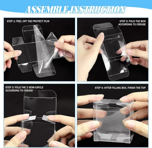 Vista 5 de Newbested Paquete de 100 cajas de plástico transparente para macarrones, dulces de chocolate transparente, bolas de malta, mini cajas de embalaje