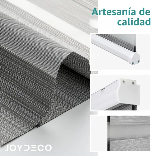 Vista 2 de Joydeco - Persianas cebra sin cordón, doble capa, parada libre, control de privacidad y luz para día/noche, translúcidas, para interior de ventanas