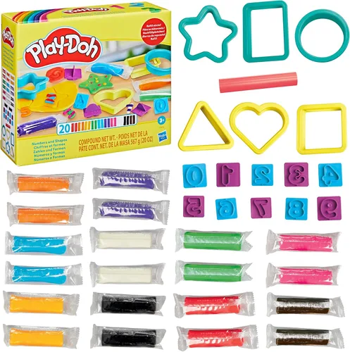 Vista 14 de Play-Doh Juego de números y formas con 17 herramientas y 20 barras de plastilina, suministros para el aula de regreso a la escuela, artes