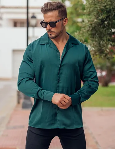 Vista 5 de COOFANDY Camisa de seda de lujo para hombre, camisa de vestir de satén de manga larga con botones brillantes, para baile de graduación, boda, fiesta