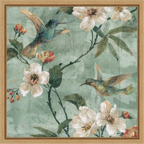 Vista 19 de Amanti Art Lienzo enmarcado para pared, 16 x 16 pulgadas, diseño floral de pájaros de una pluma II por Renee Campbell, lienzo enmarcado para pared