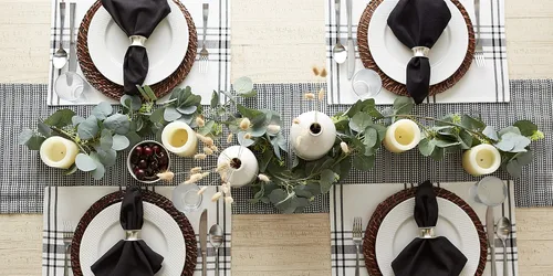 Vista 6 de DII Farmhouse Gingham, colección de mesa a cuadros, camino de mesa, 14x72, negro