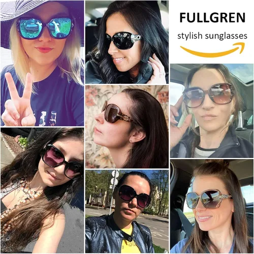 Vista 4 de Fullgren Gafas de sol polarizadas de gran tamaño para mujer, protección UV, moderno marco grande, gafas de sol para mujer