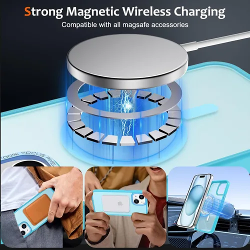 Vista 944 de Anuck - Funda magnética para iPhone 11 compatible con MagSafe, carcasa trasera mate translúcida dura, borde de TPU, delgada, resistente a impactos