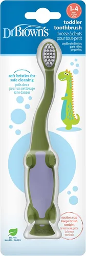 Vista 6 de Dr. Brown's Cepillo de dientes para niños pequeños, dinosaurio, verde, paquete de 1