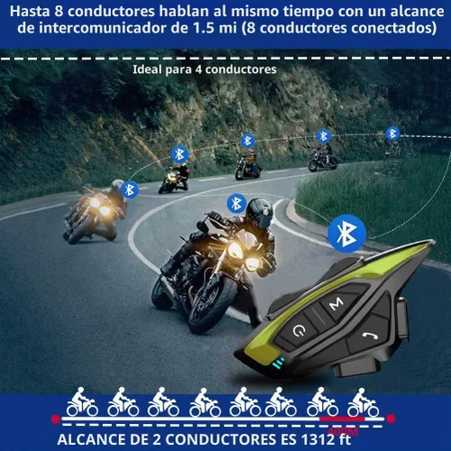 Vista 3 de Kit de intercomunicador Bluetooth para casco de motocicleta, casco de motocicleta con cancelación de ruido DSP/CVC, intercomunicador de casco de 8
