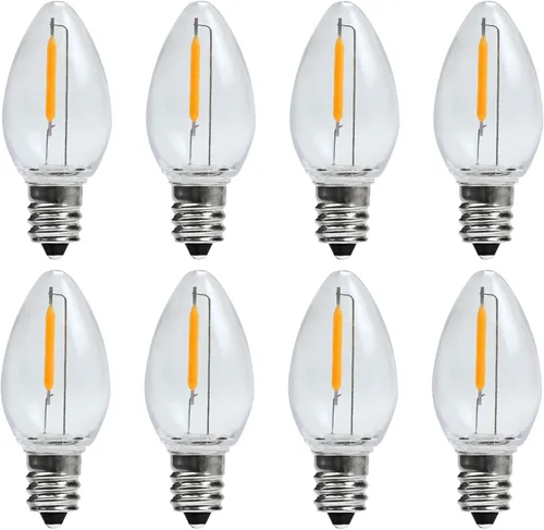 Vista 13 de KGC - Paquete de 4 cables de accesorios con bombilla LED C7, blanco cálido 2700K, 6 pies Indoor Blow Mold Light Cord with Plug On/Off Switch for