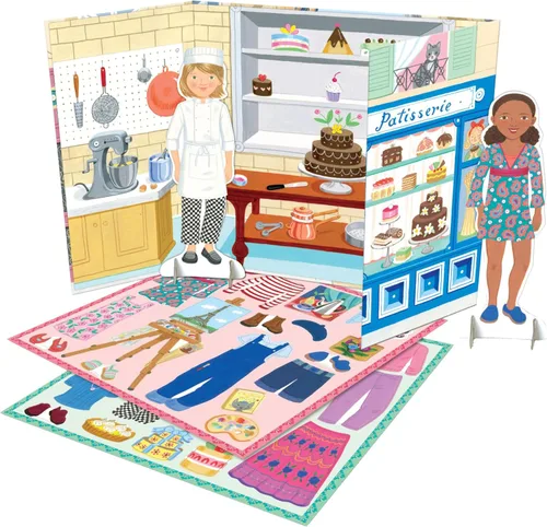 Vista 2 de eeBoo: Juego de muñecas de papel reutilizables de panadero y pintor, permite la creatividad y la imaginación, tablero resistente, para edades de 5