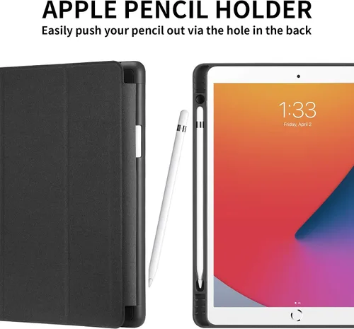Vista 3 de Funda para iPad 8ª/7ª generación (2020/2019) iPad 10.2 pulgadas con soporte para lápices [encendido/apagado] funda protectora con soporte magnetico