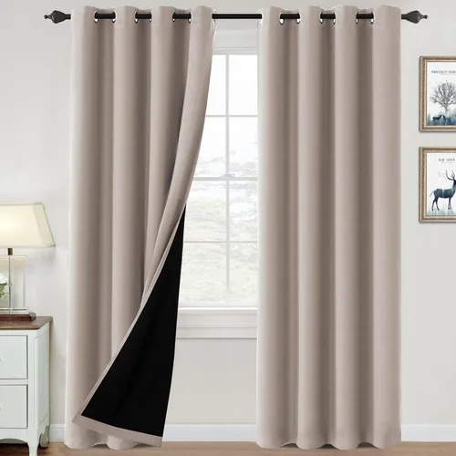 Vista 118 de H.VERSAILTEX Cortinas 100% de opacidad para dormitorio, con aislamiento térmico, cortinas opacas de 63 pulgadas de largo, cortinas de bloqueo
