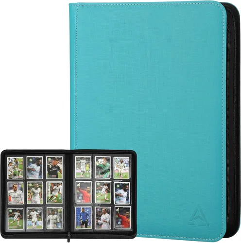 Vista 10 de Carpeta de 9 bolsillos para tarjetas intercambiables, capacidad 540 con cierre de cremallera, protector de tarjetas de piel sintética de doble cara