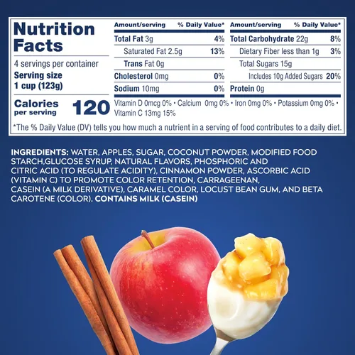 Vista 2 de Dole - Parfait de manzanas y crema bajo en grasa, 4 oz, 24 tazas en total, sin gluten ni lácteos, refrigerios a granel para niños y adultos