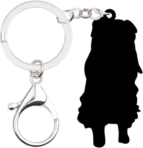 Vista 5 de DUOWEI - Llavero para perro con borde marrón, acrílico, diseño de perro