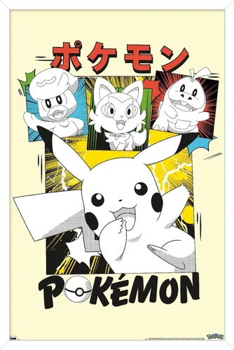Vista 14 de Trends International Pokémon - Póster de pared de anime Sonrisas, 22.4 pulgadas de largo x 14.7 pulgadas, versión enmarcada de madera de granero