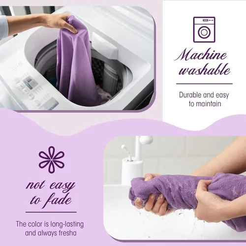 Vista 5 de Breling Paquete de 4 toallas de yoga, toalla de yoga caliente de 72 x 24 pulgadas, tapete de microfibra antideslizante con puntos de agarre, ultra