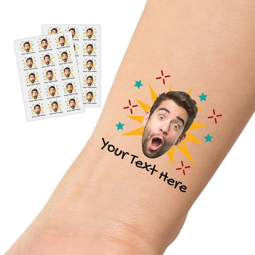 Vista 22 de InterestPrint Tatuajes temporales personalizados de despedida de soltera con foto de texto, tatuaje de cara de bola de discoteca, tatuaje de novia