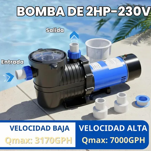Vista 2 de FOTING Bomba de piscina interior/sobre el suelo, bomba de piscina autorecortable de alto flujo de 1.5 pulgadas y 2 pulgadas, conectores de entrada