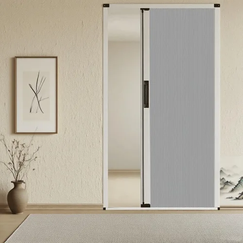 Vista 11 de Puerta plegable de acordeón interior multifuncional, divisor de habitación con marco de aluminio, diseño sin taladro para patio, dormitorio, baño