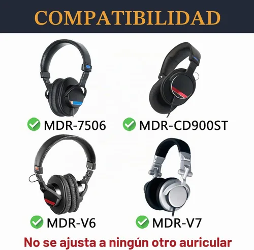 Vista 2 de SOULWIT Almohadillas de malla para Sony MDR-7506/MDR-V6/MDR-V7/MDR-CD900ST - Negro