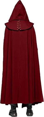 Vista 4 de Capa medieval con capucha para mujer talla grande unisex longitud completa con capucha para cosplay Halloween capa de bruja