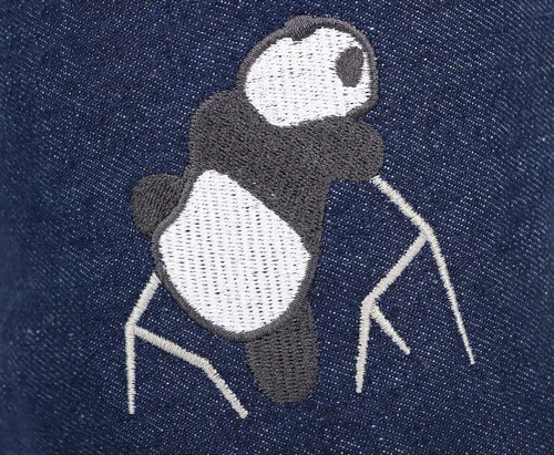 Vista 7 de AMC Bolsa de tiza bordada de panda escalada en roca con bolsillo con cremallera Azul mezclilla