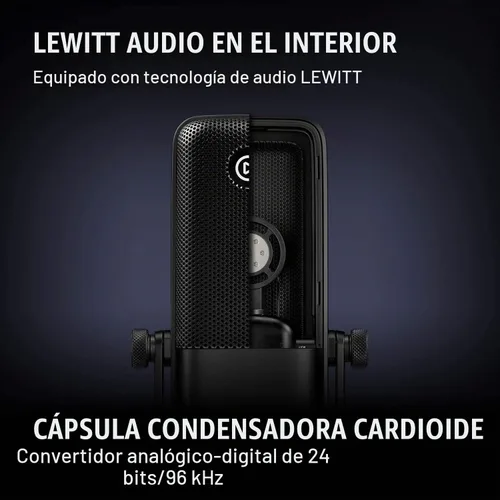 Vista 3 de Elgato Wave:1 - Micrófono de condensador USB cardioide premium para transmisión, juegos, oficina en casa, software mezclador gratuito, complementos