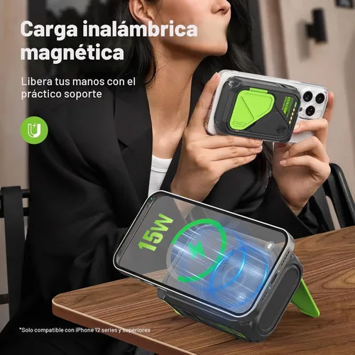 Vista 3 de SEANCHEER Cargador portátil P05, banco de energía magnético, pequeño banco de energía inalámbrico, paquete de batería de 10000 mAh esenciales