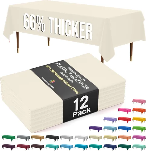 Vista 16 de Exquisite 66% Thicker Premium Plastic Table Cloth Rectangle Table Cover 0.5 Mil 6 Pack Aqua Table Cloth 54 Inch x 108 Inch Disposable Tablecloth