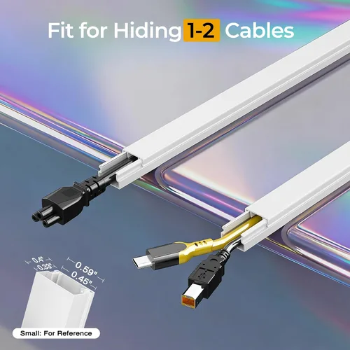 Vista 2 de Kit de ocultador de cable de 113.4 pulgadas, cubiertas de cable para 1 cable en la pared, cubiertas de alambre autoadhesivas para cables