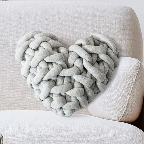 Vista 14 de Almohada anudada nórdica en forma de corazón Almohada decorativa tejida a mano Cojín Cojín Decoración de habitación Aqua