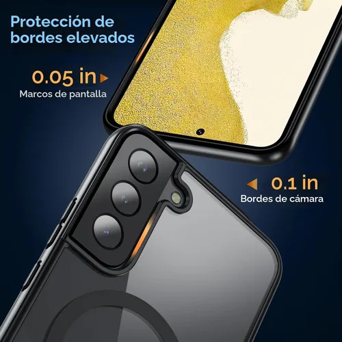 Vista 6 de OWKEY Funda magnética para Samsung Galaxy S22 Plus 5G (compatible con MagSafe), delgada, translúcida, a prueba de golpes, con antihuellas