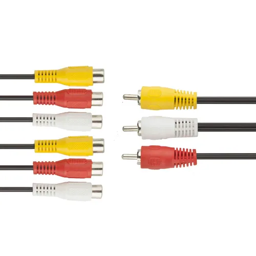 Vista 2 de TENINYU 3 divisor de cable RCA, 3 RCA macho a 6 RCA hembra enchufe AV divisor de audio y video cable adaptador de 12 pulgadas