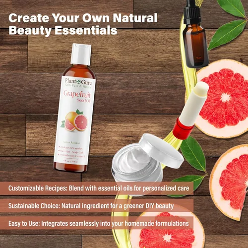 Vista 6 de Aceite de semilla de pomelo, 16 onzas líquidas, prensado en frío, 100% puro y natural, hidratante para el crecimiento de la piel, la cara, el cuerpo
